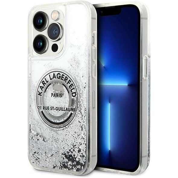Karl Lagerfeld Etui Karl Lagerfeld KLHCP14LLCRSGRS Apple iPhone 14 Pro srebrny/silver hardcase Liquid Glitter RSG