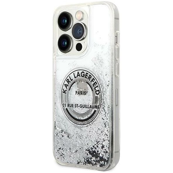 Karl Lagerfeld Etui Karl Lagerfeld KLHCP14LLCRSGRS Apple iPhone 14 Pro srebrny/silver hardcase Liquid Glitter RSG
