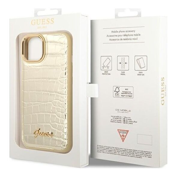 Guess Etui Guess GUHCP14MHGCRHD Apple iPhone 14 Plus złoty/gold hardcase Croco Collection