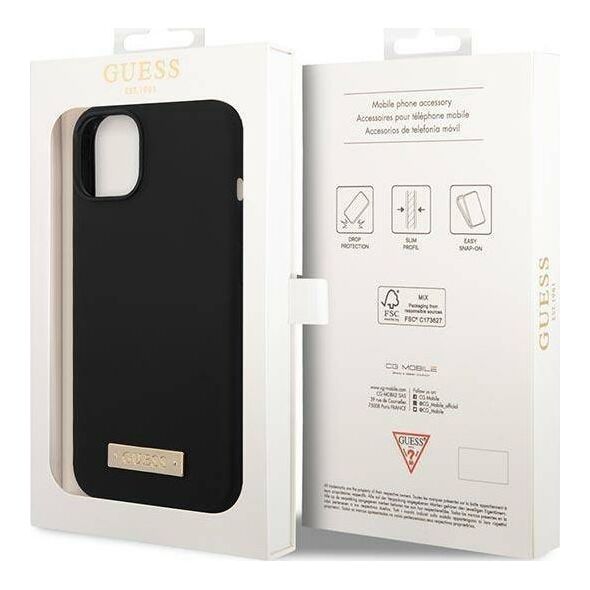 Guess Etui Guess GUHMP14MSBPLK Apple iPhone 14 Plus czarny/black hard case Silicone Logo Plate MagSafe