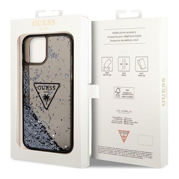 Guess Etui Guess GUHCP14MLFCTPK Apple iPhone 14 Plus czarny/black hardcase Liquid Glitter Palm Collection