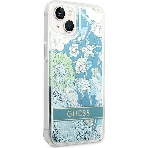 Guess Etui Guess GUHCP14MLFLSN Apple iPhone 14 Plus zielony/green hardcase Flower Liquid Glitter