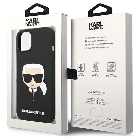 Karl Lagerfeld Etui Karl Lagerfeld KLHCP14MSLKHBK Apple iPhone 14 Plus hardcase czarny/black Silicone Karl`s Head