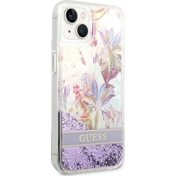 Guess Etui Guess GUHCP14MLFLSU Apple iPhone 14 Plus fioletowy/purple hardcase Flower Liquid Glitter