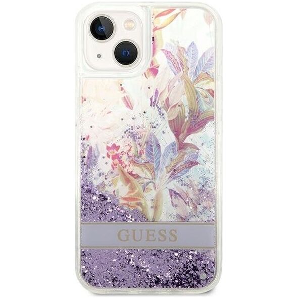 Guess Etui Guess GUHCP14MLFLSU Apple iPhone 14 Plus fioletowy/purple hardcase Flower Liquid Glitter