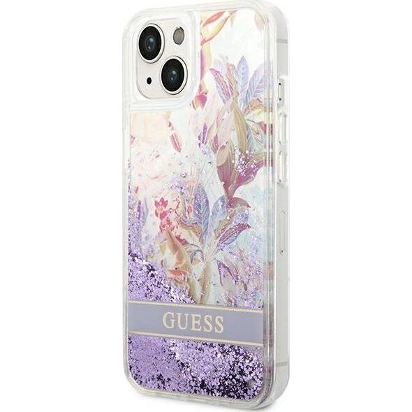 Guess Etui Guess GUHCP14MLFLSU Apple iPhone 14 Plus fioletowy/purple hardcase Flower Liquid Glitter