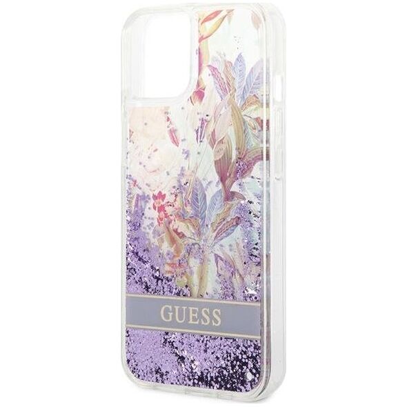 Guess Etui Guess GUHCP14MLFLSU Apple iPhone 14 Plus fioletowy/purple hardcase Flower Liquid Glitter