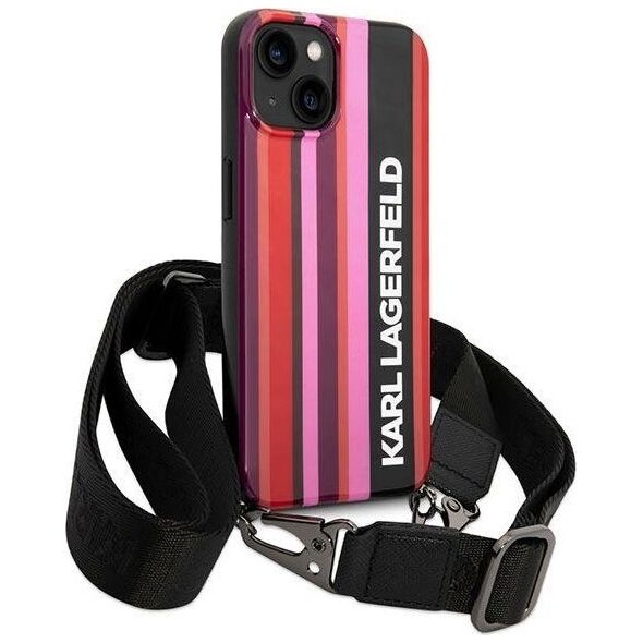Karl Lagerfeld Etui Karl Lagerfeld KLHCP14SSTSTP Apple iPhone 14 hardcase różowy/pink Color Stripes Strap