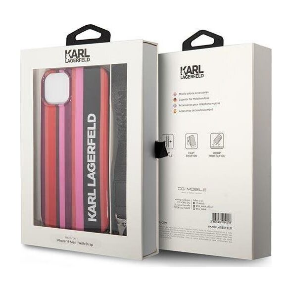Karl Lagerfeld Etui Karl Lagerfeld KLHCP14SSTSTP Apple iPhone 14 hardcase różowy/pink Color Stripes Strap