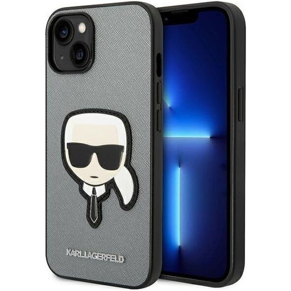 Karl Lagerfeld Karl Lagerfeld Saffiano Karl Head Patch Case - Etui iPhone 14 Plus (srebrny)
