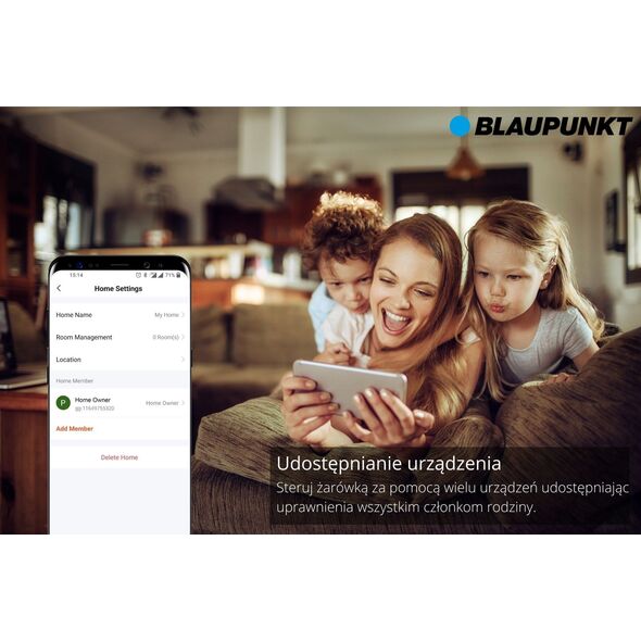 Blaupunkt Blaupunkt Żarówka LED E27 9W Smart WIFI 3000K-6500K Multicolor