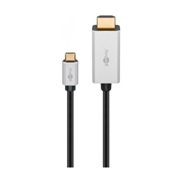 Kabel USB Goobay USB-C - HDMI 2 m Czarno-srebrny (RB60174)