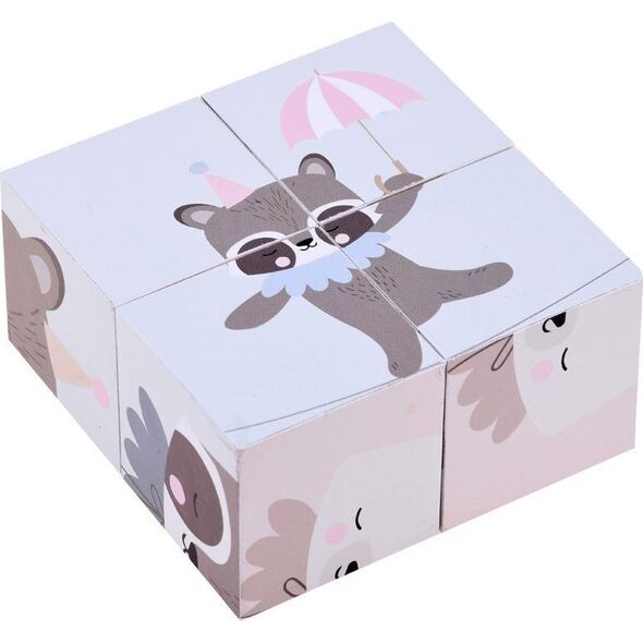 Jokomisiada Drewniane Klocki puzzle zwierzątka obrazki ZA4114