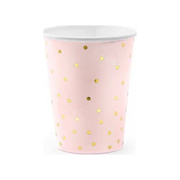 PartyDeco Kubeczki Kropki, jasny róż, 260ml one size