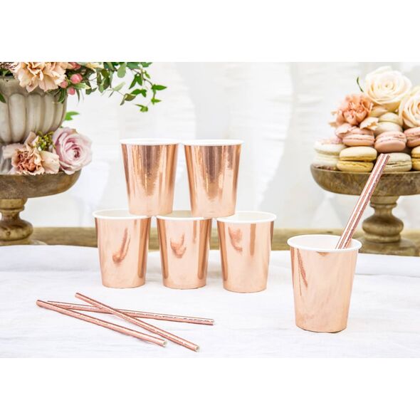 PartyDeco Kubeczki papierowe różowe złoto 220 ml one size