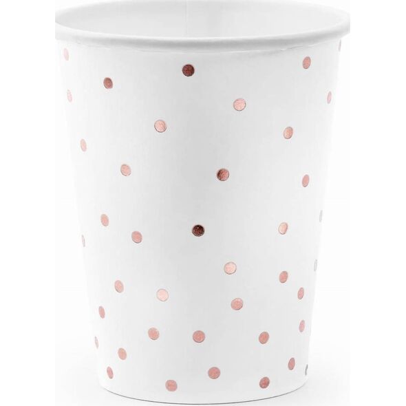 PartyDeco Kubeczki Kropki, biały, 260ml one size