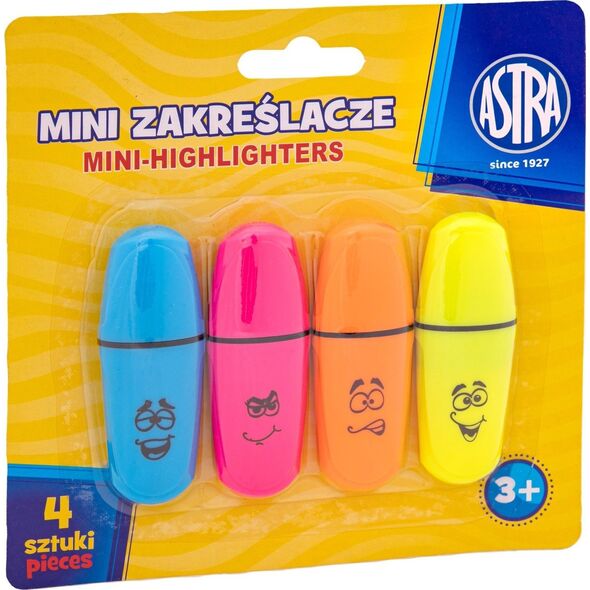 Astra Zakreślacze Mini 4 szt blister Astra