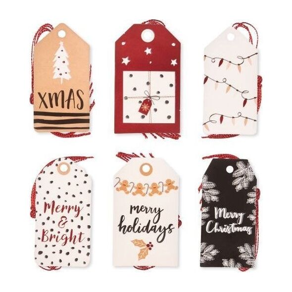 Dalprint ZAWIESZKI DO PREZENTÓW ZE SZNURKIEM, MERRY HOLIDAYS, 24 SZT.