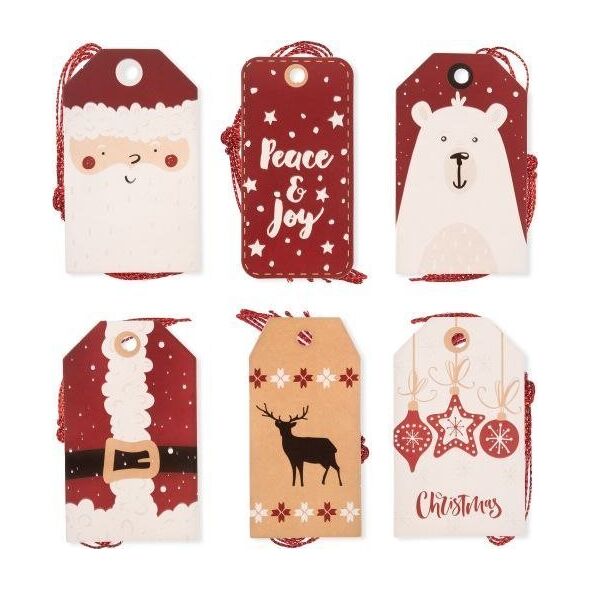 Dalprint ZAWIESZKI DO PREZENTÓW ZE SZNURKIEM, SANTA, 24 SZT.