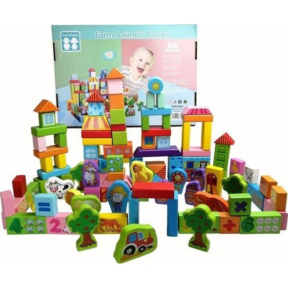 Ramiz Zestaw Klocków z Drewna 100pcs