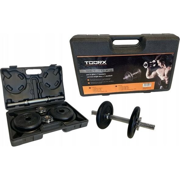 SKO Cast iron weight dumbbells set with case TOORX 0.75-15 kg