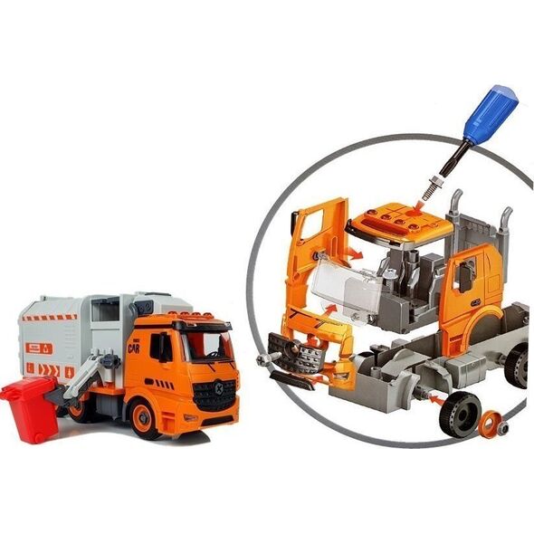 LeanToys Zestaw DIY Śmieciarka Sorter Segregowanie Odpadów Gra Śrubokręt Dźwięk Efekty Świetlne