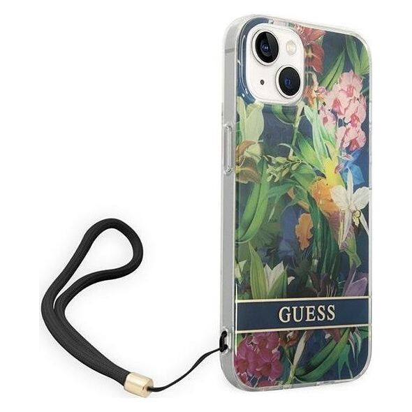 Guess Etui Guess do iPhone 14 Plus 6,7" niebieski/blue hardcase Flower Strap