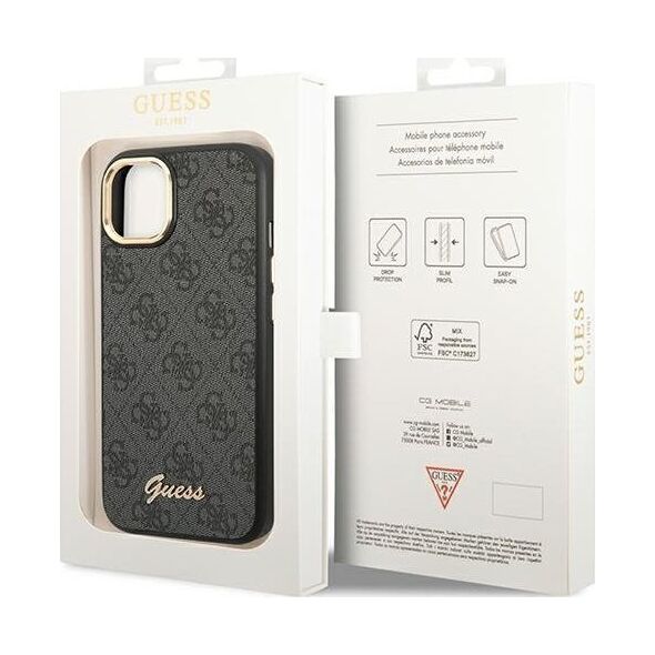Guess Etui Guess do iPhone 14 Plus 6,7" czarny/black hard case 4G Vintage Gold Logo