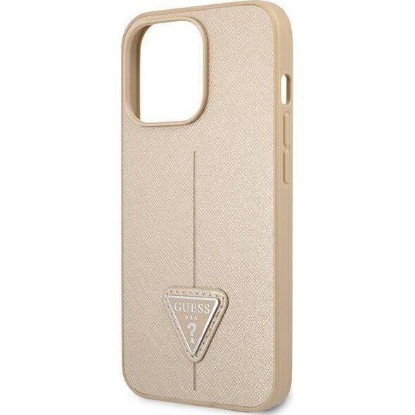 Guess Etui Guess do iPhone 14 Pro Max 6,7" beżowy/beige hardcase SaffianoTriangle Logo