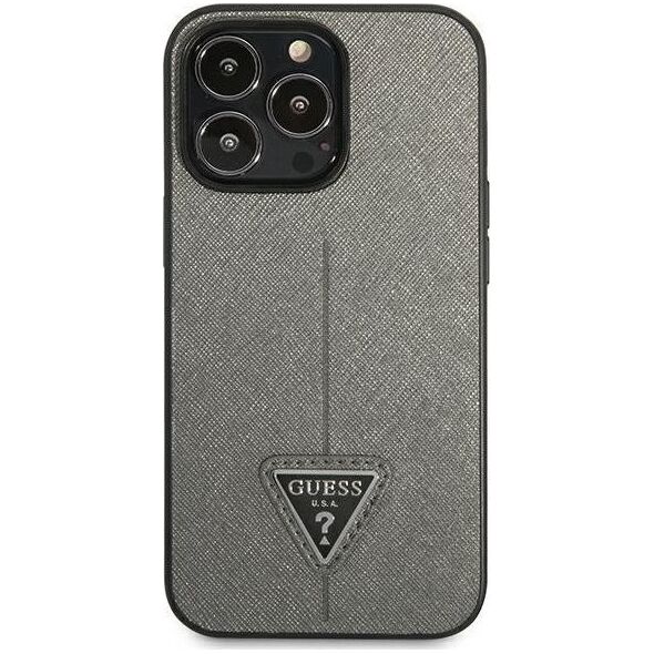 Guess Etui Guess do iPhone 14 Pro Max 6,7" srebrny/silver hardcase SaffianoTriangle Logo