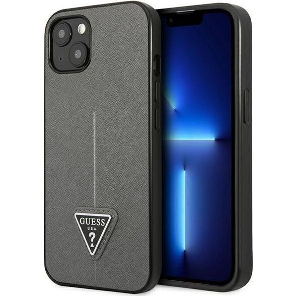Guess Etui Guess do iPhone 14 Plus 6,7" srebrny/silver hardcase SaffianoTriangle Logo