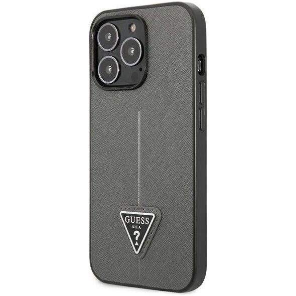 Guess Etui Guess do iPhone 14 Pro 6,1" srebrny/silver hardcase SaffianoTriangle Logo