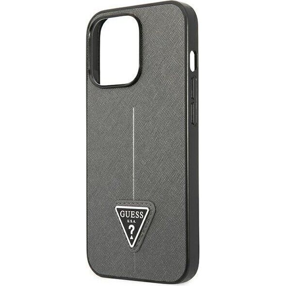 Guess Etui Guess do iPhone 14 Pro 6,1" srebrny/silver hardcase SaffianoTriangle Logo