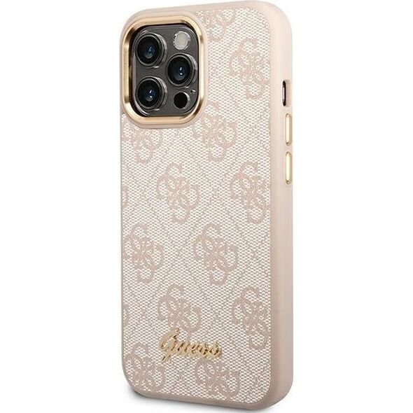 Guess Etui Guess do iPhone 14 Pro 6,1" różowy/pink hard case 4G Vintage Gold Logo