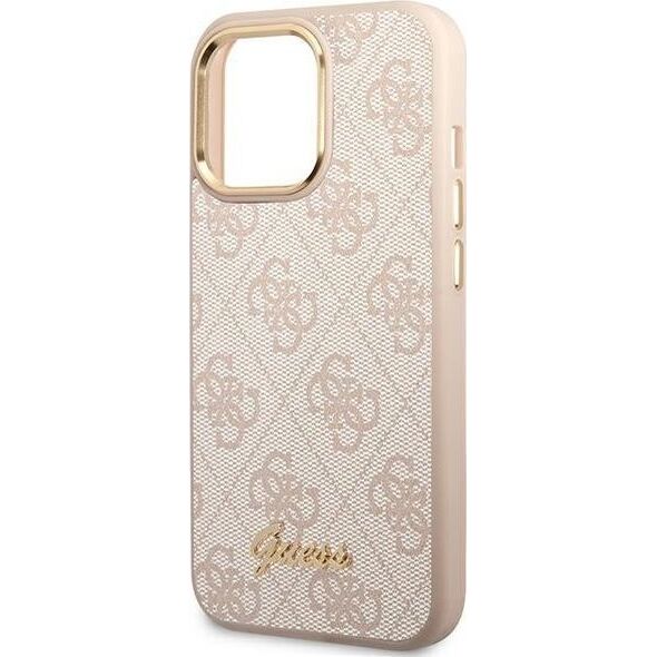 Guess Etui Guess do iPhone 14 Pro 6,1" różowy/pink hard case 4G Vintage Gold Logo