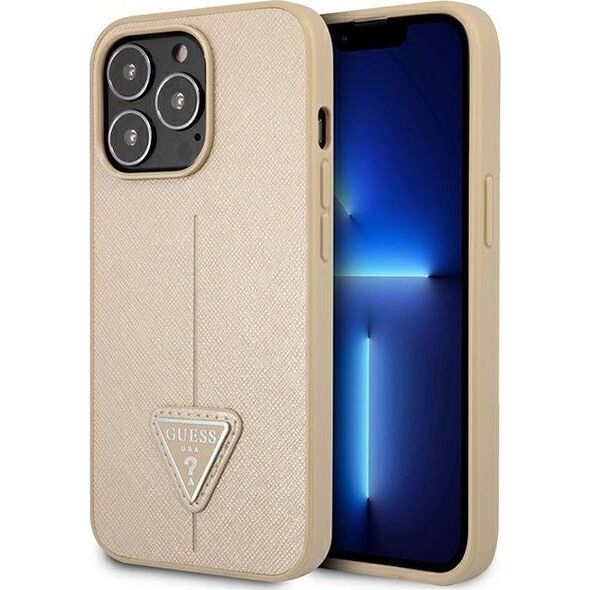 Guess Etui Guess do iPhone 14 Pro 6,1" beżowy/beige hardcase SaffianoTriangle Logo
