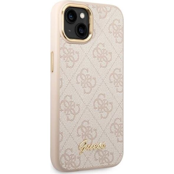 Guess Etui Guess do iPhone 14 Plus 6,7" różowy/pink hard case 4G Vintage Gold Logo