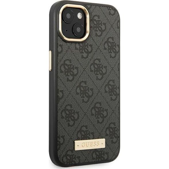 Guess Etui Guess do iPhone 14 Plus 6,7" czarny/black hard case 4G Logo Plate MagSafe