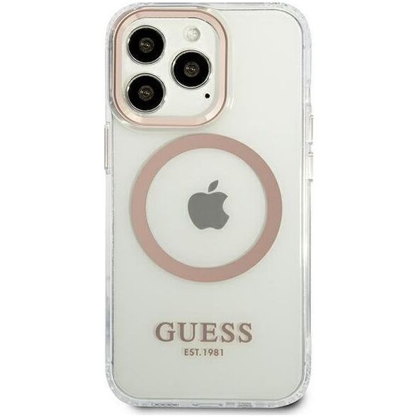 Guess Etui Guess do iPhone 13 Pro Max 6,7" złoty/gold hard case Metal Outline Magsafe