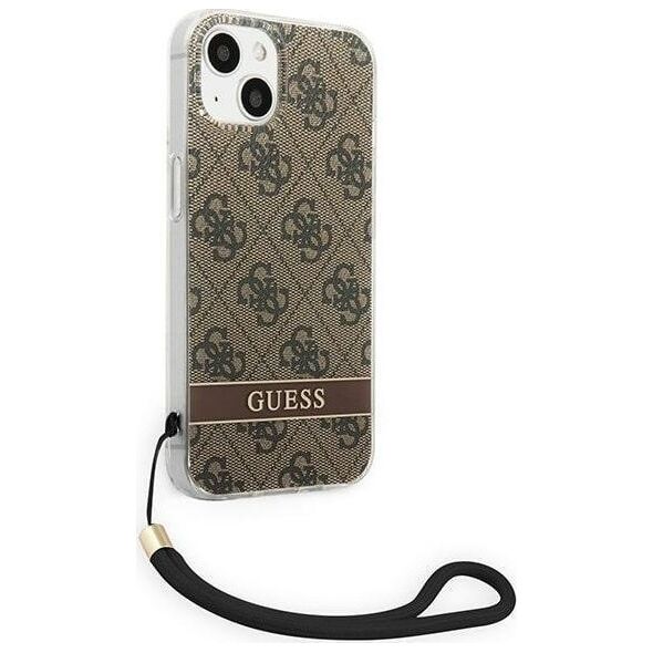 Guess Etui Guess do iPhone 14 6,1" brązowy/brown hardcase 4G Print Strap