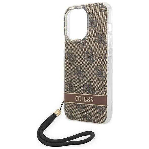 Guess Etui Guess do iPhone 14 Pro Max 6,7" brązowy/brown hardcase 4G Print Strap