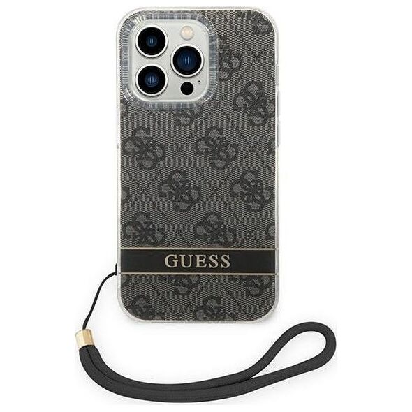 Guess Etui Guess do iPhone 14 Pro 6,1" czarny/black hardcase 4G Print Strap