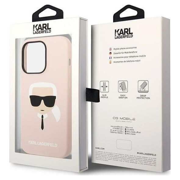 Karl Lagerfeld Etui Karl Lagerfeld do iPhone 14 Pro 6,1" hardcase jasnoróżowy/light pink Silicone Karl`s Head Magsafe