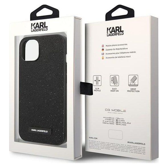 Karl Lagerfeld Etui Karl Lagerfeld do iPhone 14 Plus 6,7" hardcase czarny/black Glitter Plaque Logo