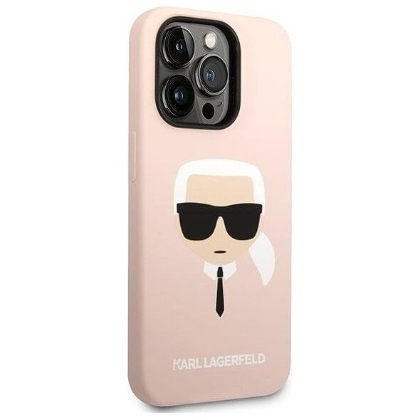 Karl Lagerfeld Etui Karl Lagerfeld do iPhone 14 Pro Max 6,7" hardcase jasnoróżowy/light pink Silicone Karl`s Head Magsafe