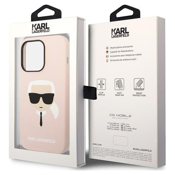 Karl Lagerfeld Etui Karl Lagerfeld do iPhone 14 Pro Max 6,7" hardcase jasnoróżowy/light pink Silicone Karl`s Head Magsafe