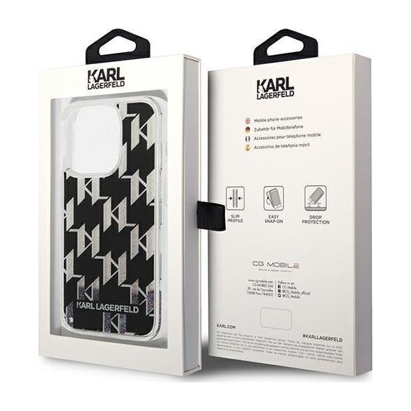 Karl Lagerfeld Etui Karl Lagerfeld do iPhone 14 Pro 6,1" hardcase czarny/black Liquid Glitter Monogram