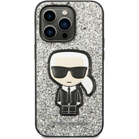 Karl Lagerfeld Etui Karl Lagerfeld do iPhone 14 Pro Max 6,7" hardcase srebrny/silver Glitter Flakes Ikonik