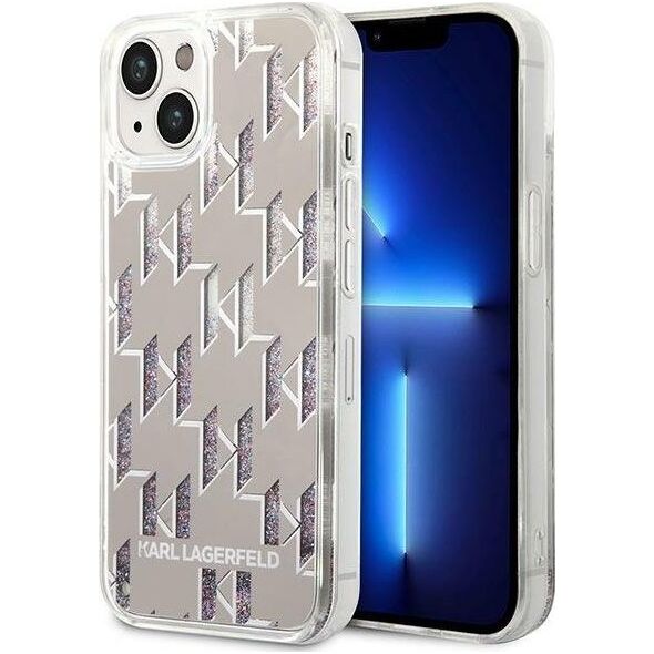 Karl Lagerfeld Etui Karl Lagerfeld do iPhone 14 6,1" hardcase srebrny/silver Liquid Glitter Monogram