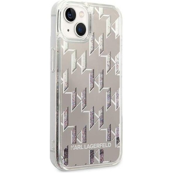 Karl Lagerfeld Etui Karl Lagerfeld do iPhone 14 6,1" hardcase srebrny/silver Liquid Glitter Monogram